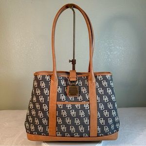 Dooney & Bourke Denim Monogram Medium Tote. Approx 13 x 9 1/2 x 5 1/5